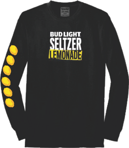 Bud Light Seltzer Lemonade Long Sleeve Black T- Shirt
